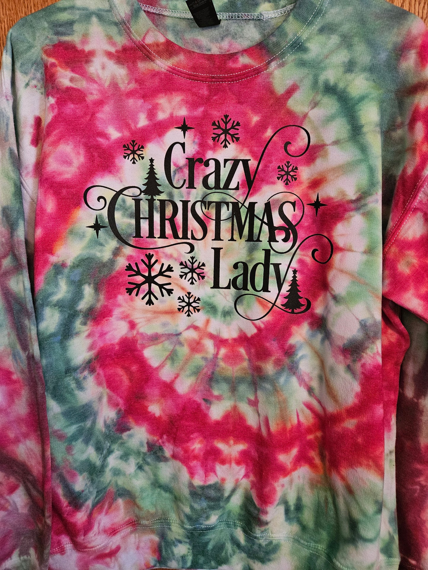 Crazy Christmas Lady Tie-Dye Sweatshirt