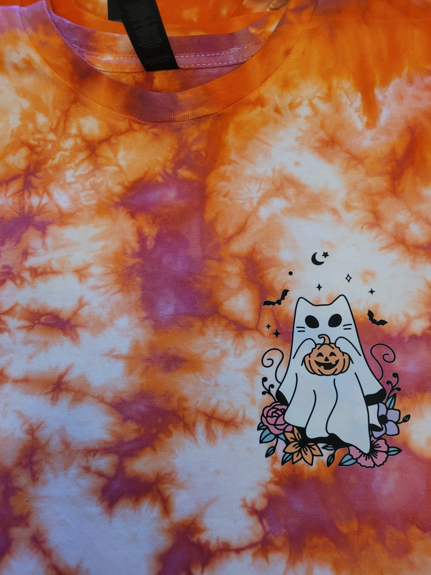 Cat Ghost Pocket Tie-Dye Shirt