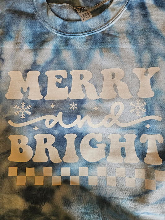 Merry and Bright Blue Tie-Dye Sweatshirt