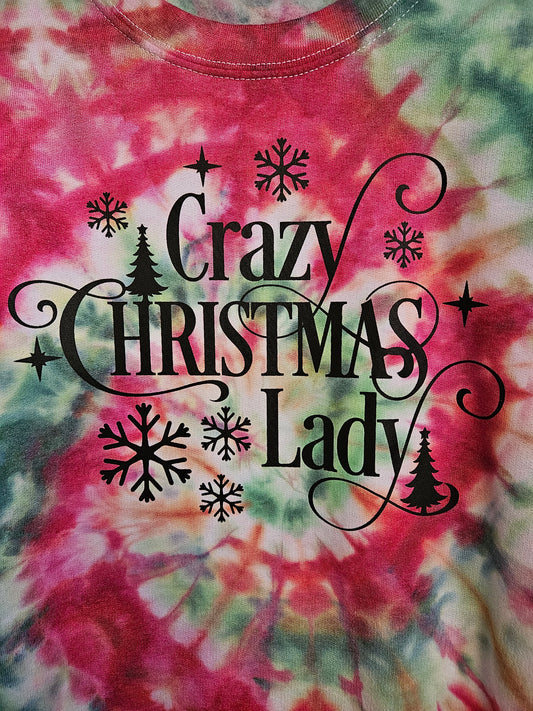 Crazy Christmas Lady Tie-Dye Sweatshirt