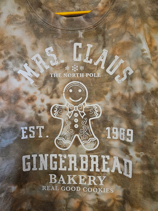 Mrs. Clause Gingerbreat Bakery Tie-Dye Sweatshirt